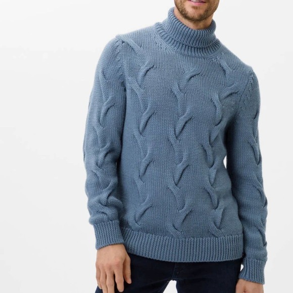 BRAX FEEL GOOD BRIAN PULLOVER TURTLENECK SWEATER IN STORM BLUE NWT MEN'S SIZE 50 - Picture 1 of 16